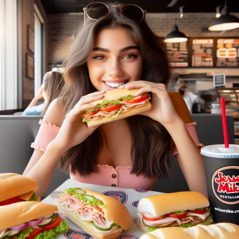 Girl eating Cold Subs Menu item